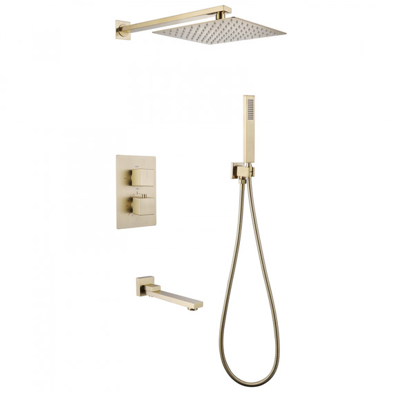 Душевая система для ванны с термостатом Abber Daheim AF8250G, золото матовое - фото, картинка  Душевая система для ванны с термостатом Abber Daheim AF8250G, золото матовое - фото