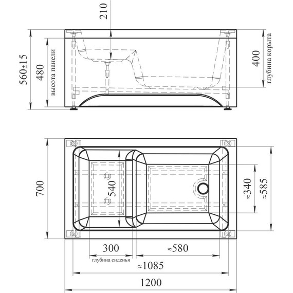 Ванна акриловая сидячая Радомир Джоанна 120x70 см (в комплекте каркас), Размер - мм: 1200х700 - фото, картинка 8 Ванна акриловая сидячая Радомир Джоанна 120x70 см (в комплекте каркас), Размер - мм: 1200х700 - фото 8