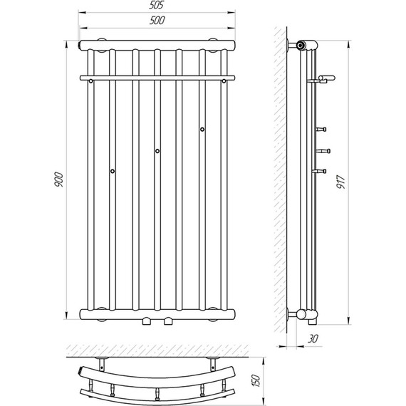 Полотенцесушитель электрический Laris Ларис П7 500х900 мм (возможность скрытого подключения) R - фото 4