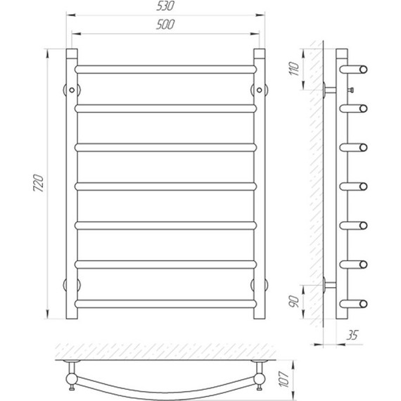 Полотенцесушитель водяной Laris Классик П7 500х700 - фото 2