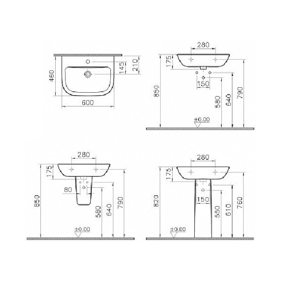 Раковина подвесная Vitra S20 60 см 5503B003-0001 - фото, картинка 6 Раковина подвесная Vitra S20 60 см 5503B003-0001 - фото 6