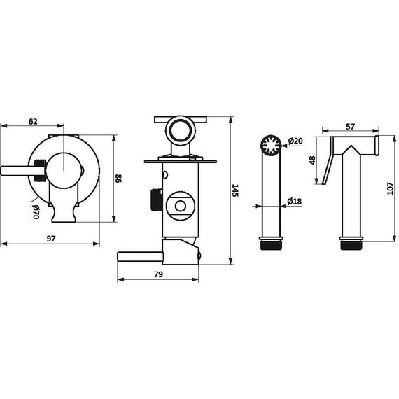 Набор для гигиенического душа Damixa Option 217000000, чёрный - фото, картинка 9 Набор для гигиенического душа Damixa Option 217000000, чёрный - фото 9