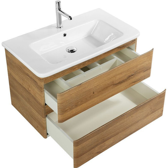 Тумба подвесная с раковиной BelBagno ALBANO-800-2C-SO-RR 80 см, Rovere Rustico, Цвет фасада: Rovere Rustico - фото 3