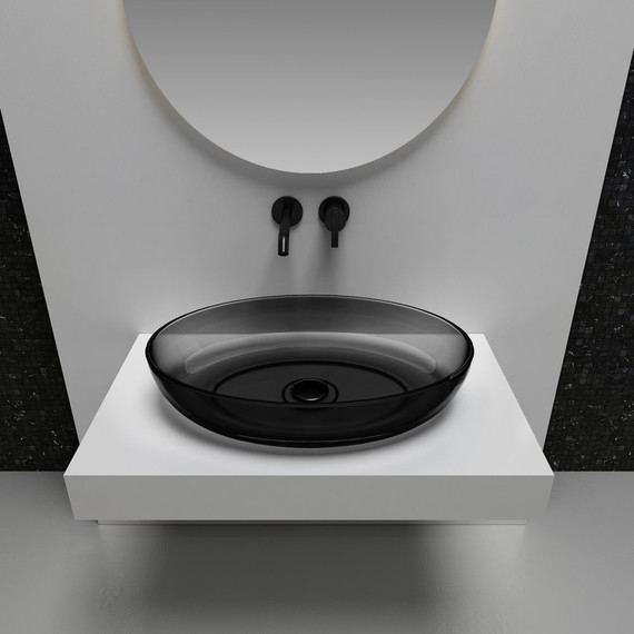 Раковина-чаша прозрачная Abber Kristall 60 см AT2801Onyx, черный - фото 3