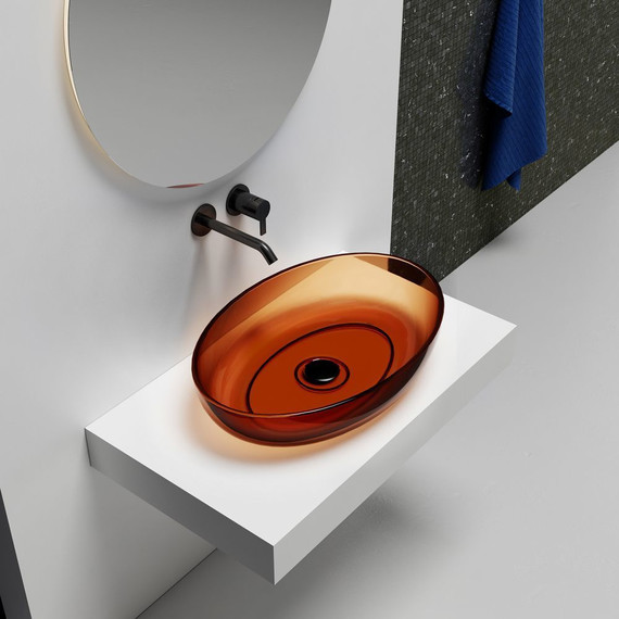 Раковина-чаша прозрачная Abber Kristall 60 см AT2801Opal, красный - фото 2