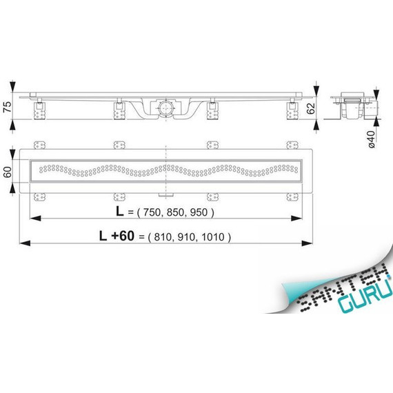 Трап Alcadrain APZ8-850M Simple (AG100101850), Цвет производителя: нержавеющая сталь/мат, Размер трапа: 850 - фото 3