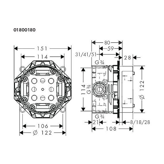 Скрытая часть Hansgrohe Ibox universal 01800180 - фото 4