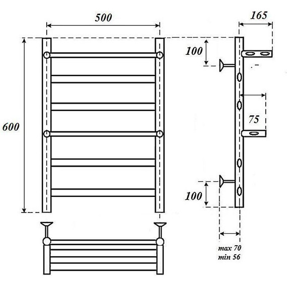 Полотенцесушитель электрический Point Артемида с полкой П4 500x600 мм PN14156PE (возможность скрытого подключения) - фото 5