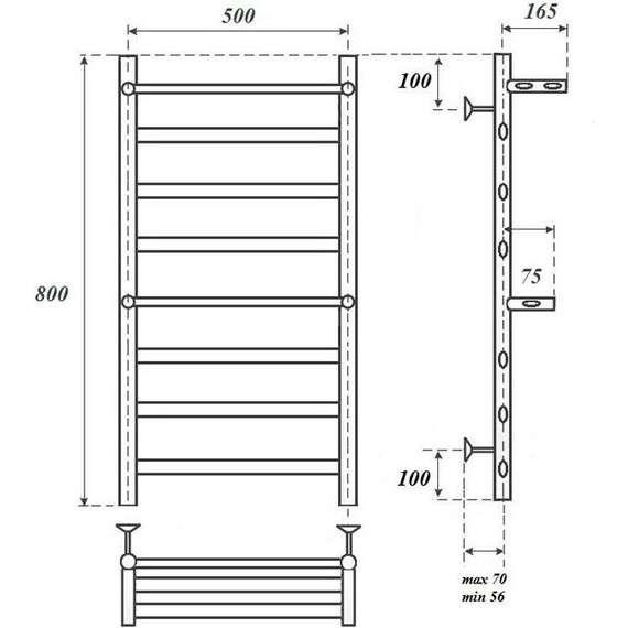 Полотенцесушитель электрический Point Артемида с полкой П6 500x800 мм PN14158PE (возможность скрытого подключения) - фото 5