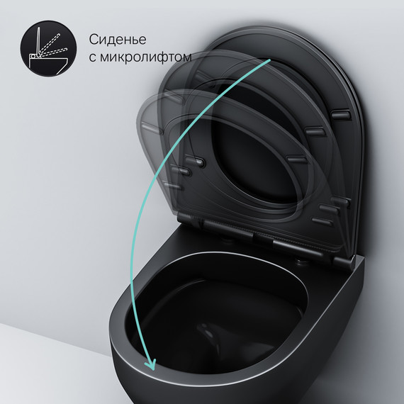 Унитаз подвесной Am.Pm Spirit V2.0 FlashClean C701700MBSC с сиденьем микролифт, черный матовый - фото, картинка 10 Унитаз подвесной Am.Pm Spirit V2.0 FlashClean C701700MBSC с сиденьем микролифт, черный матовый - фото 10