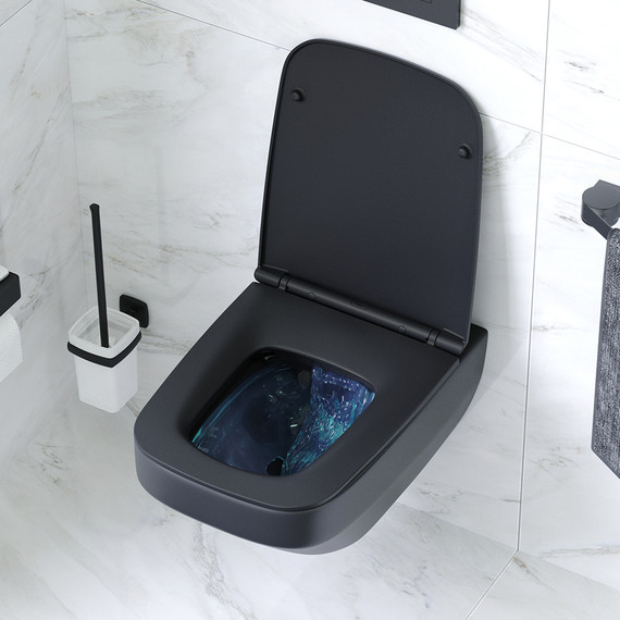 Унитаз подвесной Am.Pm Inspire V2.0 FlashClean C50A1700MBSC с сиденьем микролифт, черный матовый, Цвет производителя: чёрный матовый - фото 4