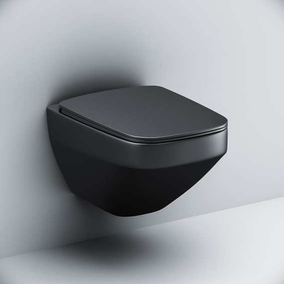 Унитаз подвесной Am.Pm Inspire V2.0 FlashClean C50A1700MBSC с сиденьем микролифт, черный матовый, Цвет производителя: чёрный матовый - фото 