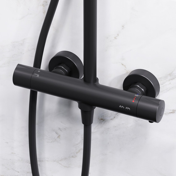 Душевая стойка c термостатом Am.Pm Like F0780422, черный, Цвет производителя: чёрный - фото 4