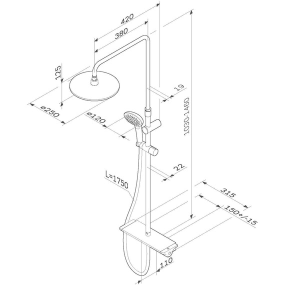 Душевая стойка с термостатом Am.Pm Spirit V2.0 F0770A400 - фото, картинка 17 Душевая стойка с термостатом Am.Pm Spirit V2.0 F0770A400 - фото 17