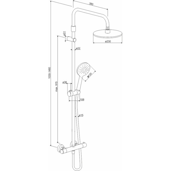 Душевая стойка с термостатом Damixa Option DX218091000 - фото, картинка 6 Душевая стойка с термостатом Damixa Option DX218091000 - фото 6