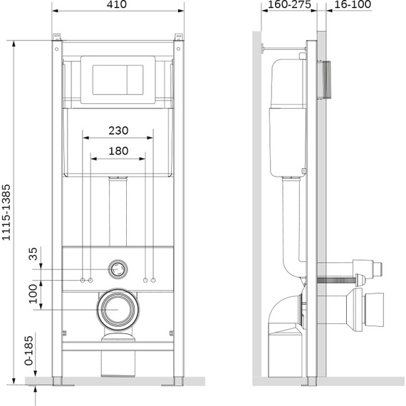 Инсталляция для подвесного унитаза Damixa DX00.I011.0101 (кнопка белая) - фото 3
