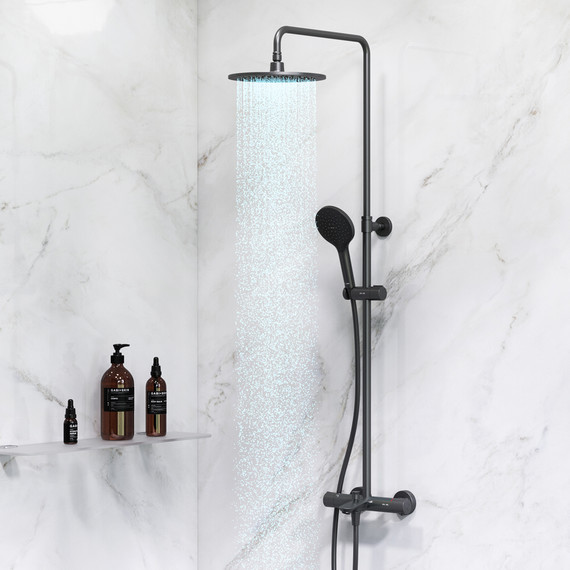 Душевая стойка c термостатом Am.Pm Like F0780522, черный, Цвет производителя: чёрный - фото 2