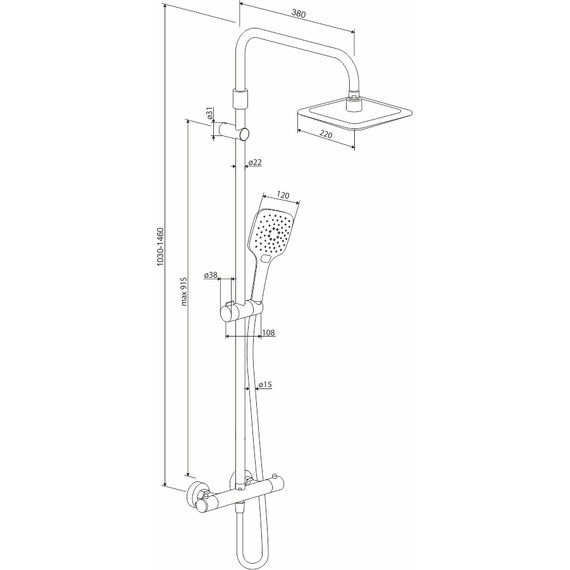 Душевая система с термостатом Damixa Option DX218092000, белый - фото 6