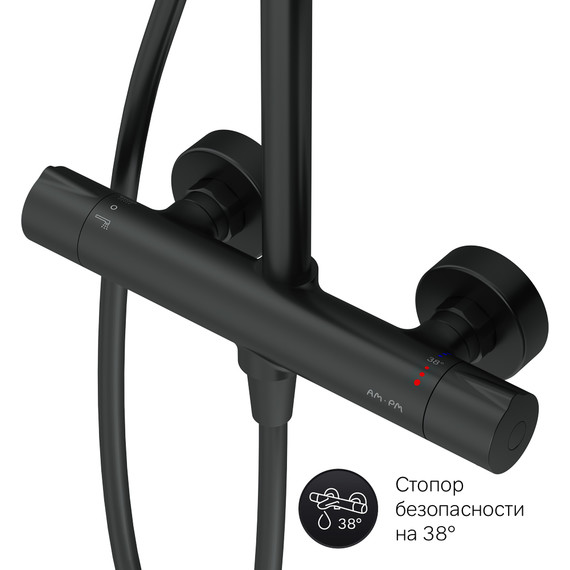 Душевая стойка c термостатом Am.Pm Like F0780422, черный, Цвет производителя: чёрный - фото 13