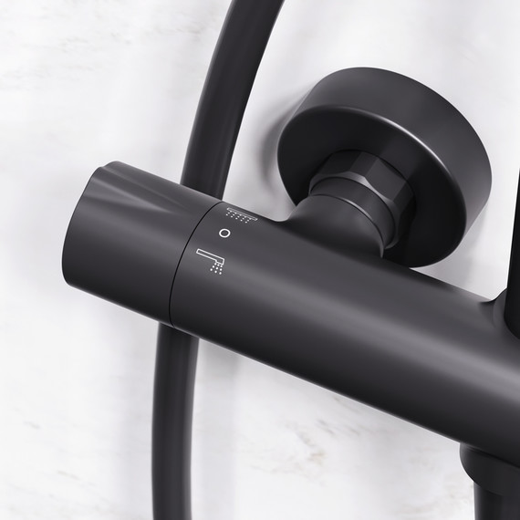 Душевая стойка c термостатом Am.Pm Like F0780422, черный, Цвет производителя: чёрный - фото 5