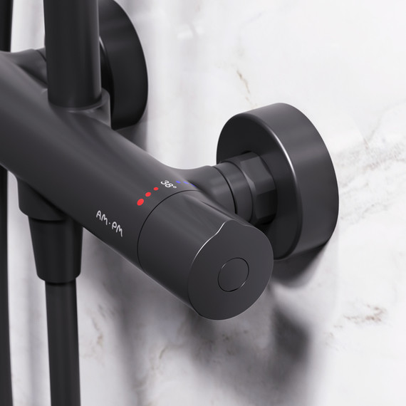 Душевая стойка c термостатом Am.Pm Like F0780422, черный, Цвет производителя: чёрный - фото 6