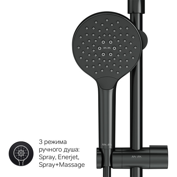Душевая стойка c термостатом Am.Pm Like F0780422, черный, Цвет производителя: чёрный - фото 12
