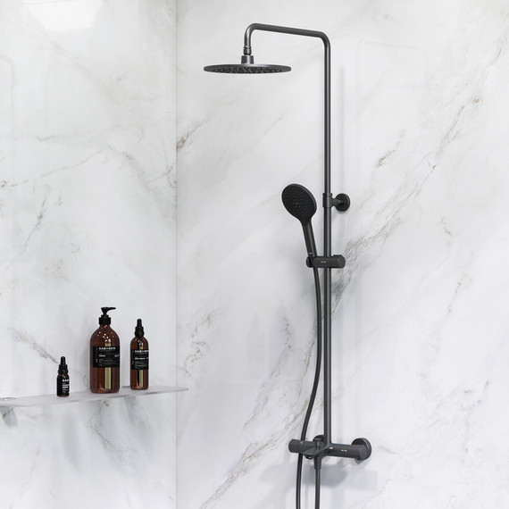 Душевая стойка c термостатом Am.Pm Like F0780522, черный, Цвет производителя: чёрный - фото 3