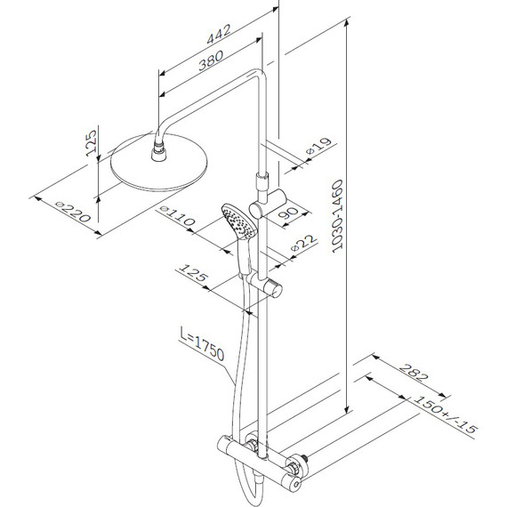 Душевая стойка с термостатом Am.Pm Gem F0790420 - фото 17