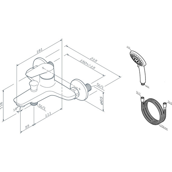 Смеситель для ванны Am.Pm Joy F85E15000 - фото 12