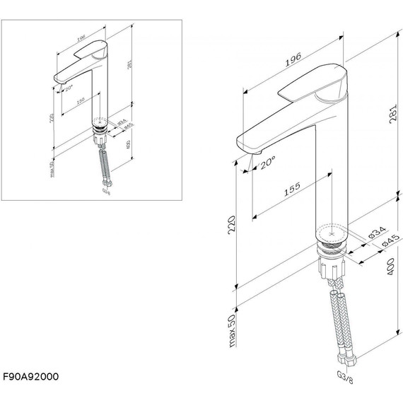 Смеситель для раковины высокий Am.Pm Gem F90A92000, Цвет производителя: хром - фото, картинка 12 Смеситель для раковины высокий Am.Pm Gem F90A92000, Цвет производителя: хром - фото 12