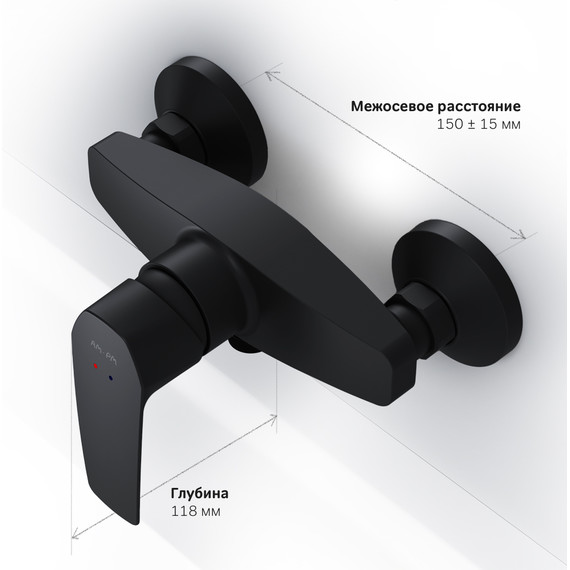 Смеситель для душа Am.Pm Gem F90A20022, черный, Цвет производителя: чёрный - фото 8