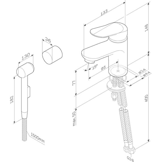 Смеситель для раковины с гигиеническим душем Am.Pm Sunny F85C03000 - фото 12