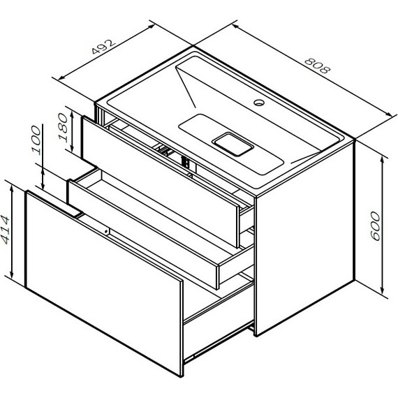 Тумба подвесная с раковиной Am.Pm Inspire 2.0 80 см M50AFHX0803GM, графит матовый - фото 13