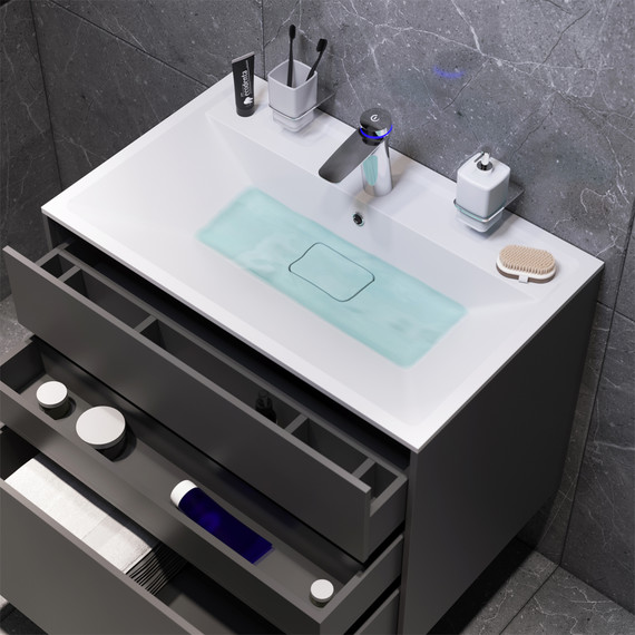 Тумба подвесная с раковиной Am.Pm Inspire 2.0 80 см M50AFHX0803GM, графит матовый - фото 5