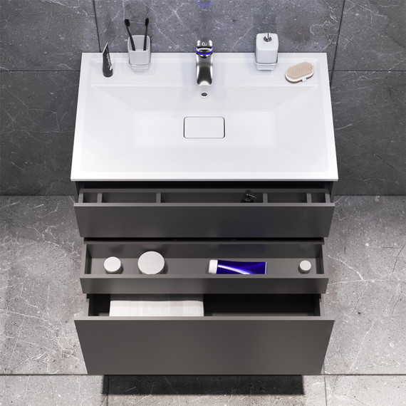 Тумба подвесная с раковиной Am.Pm Inspire 2.0 80 см M50AFHX0803GM, графит матовый - фото 3