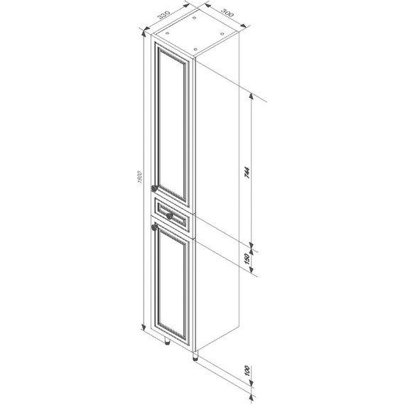 Пенал напольный RedBlu by Damixa Palace One 30 см M41CSR0303WG, белый - фото 5