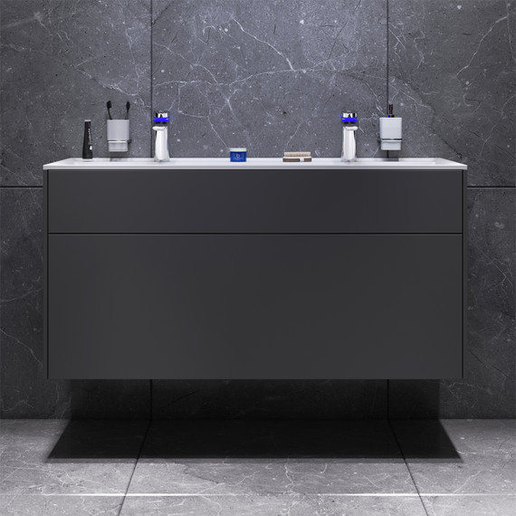 Тумба подвесная с раковиной Am.Pm Inspire 2.0 120 см M50AFHX1203GM, графит матовый - фото 2