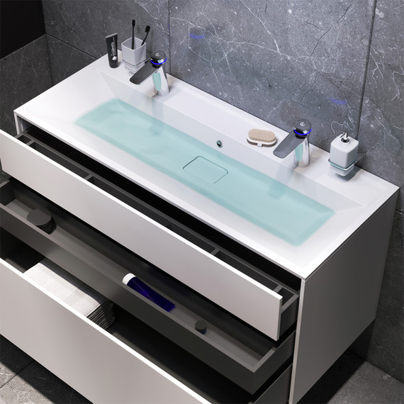 Тумба подвесная с раковиной Am.Pm Inspire 2.0 120 см M50AFHX1203WM, белый матовый - фото 5