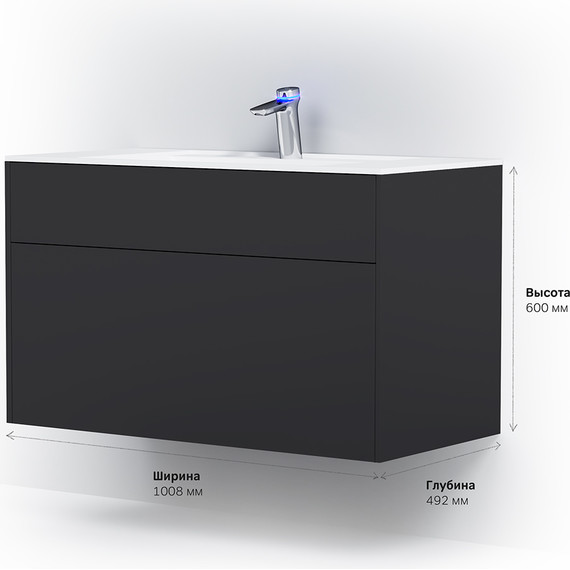 Тумба подвесная с раковиной Am.Pm Inspire 2.0 100 см M50AFHX1003GM, графит матовый - фото 10