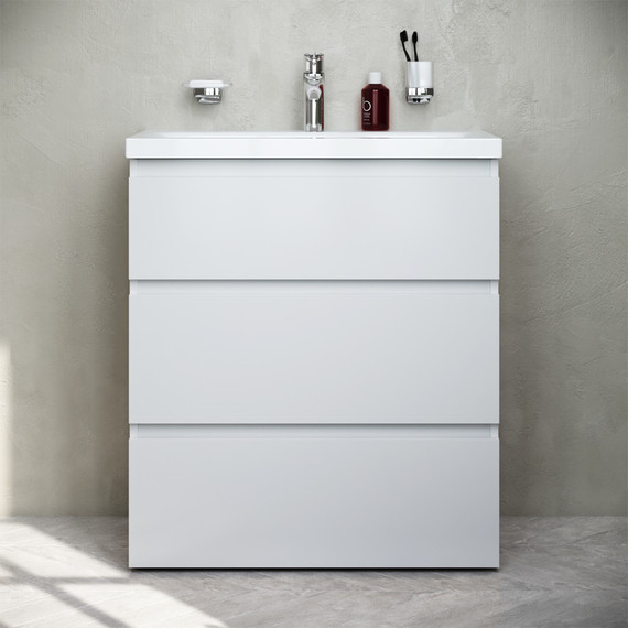 Тумба напольная с раковиной Am.Pm Gem S 75 см M91FSX0752WG, белый глянцевый, Цвет фасада: белый - фото 2