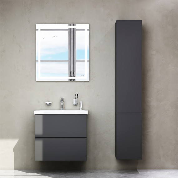 Тумба подвесная с раковиной Am.Pm Gem 60 см M90FHX06022GM, графит матовый, Цвет фасада: чёрный - фото 6