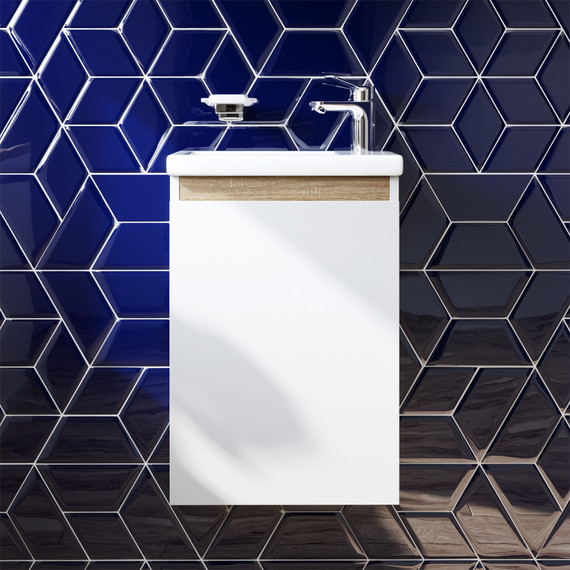 Тумба подвесная с раковиной Am.Pm X-Joy 45 см M85AFHX0451WG, белый глянцевый - фото, картинка 2 Тумба подвесная с раковиной Am.Pm X-Joy 45 см M85AFHX0451WG, белый глянцевый - фото 2