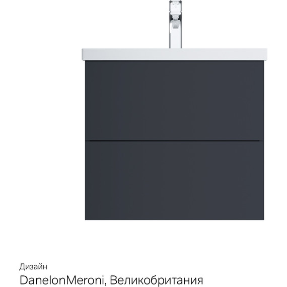 Тумба подвесная с раковиной Am.Pm Gem 60 см M90FHX06022GM, графит матовый, Цвет фасада: чёрный - фото 11