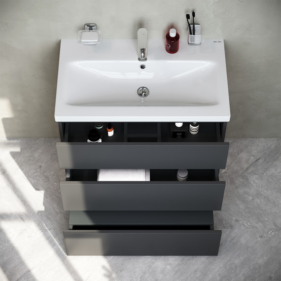 Тумба напольная с раковиной Am.Pm Gem S 75 см M91FSX0752GM, графит матовый - фото 3