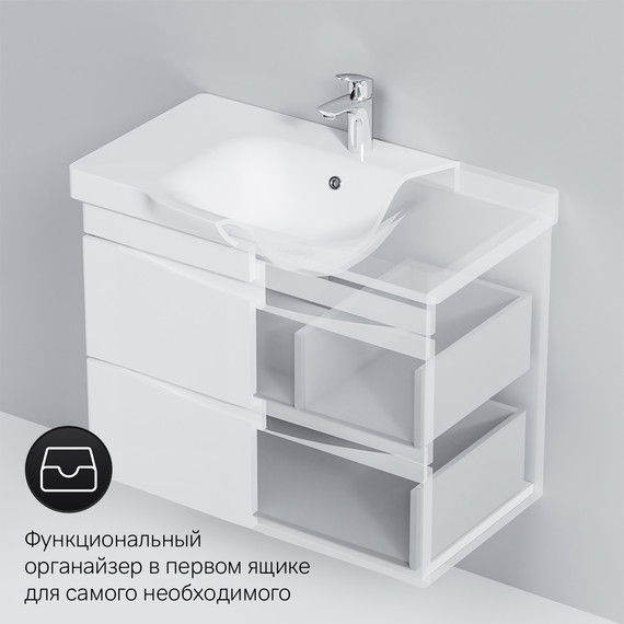 Тумба подвесная с раковиной Am.Pm Like 80 см M80FHX0802WG, белый глянцевый - фото 9