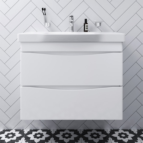 Тумба подвесная с раковиной Am.Pm Like 80 см M80FHX0802WG, белый глянцевый - фото 2