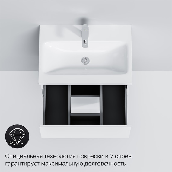 Тумба подвесная с раковиной Am.Pm Gem 60 см M90FHX06022WG, белый глянец, Цвет фасада: белый - фото, картинка 11 Тумба подвесная с раковиной Am.Pm Gem 60 см M90FHX06022WG, белый глянец, Цвет фасада: белый - фото 11