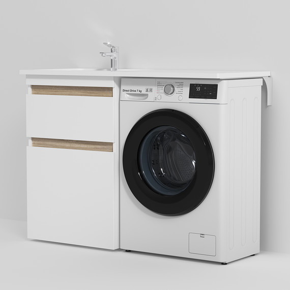 Тумба с раковиной-столешницей Am.Pm X-Joy 120 см L M85AFSX0602WG (раковина M85AWPL1201WG) белый глянцевый - фото 4