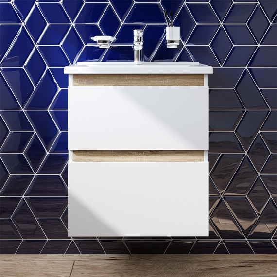 Тумба подвесная с раковиной Am.Pm X-Joy 55 см M85AFHX0552WG, белый глянцевый, Цвет фасада: белый - фото, картинка 2 Тумба подвесная с раковиной Am.Pm X-Joy 55 см M85AFHX0552WG, белый глянцевый, Цвет фасада: белый - фото 2