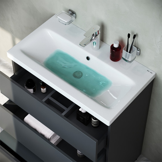 Тумба напольная с раковиной Am.Pm Gem S 75 см M91FSX0752GM, графит матовый - фото 5